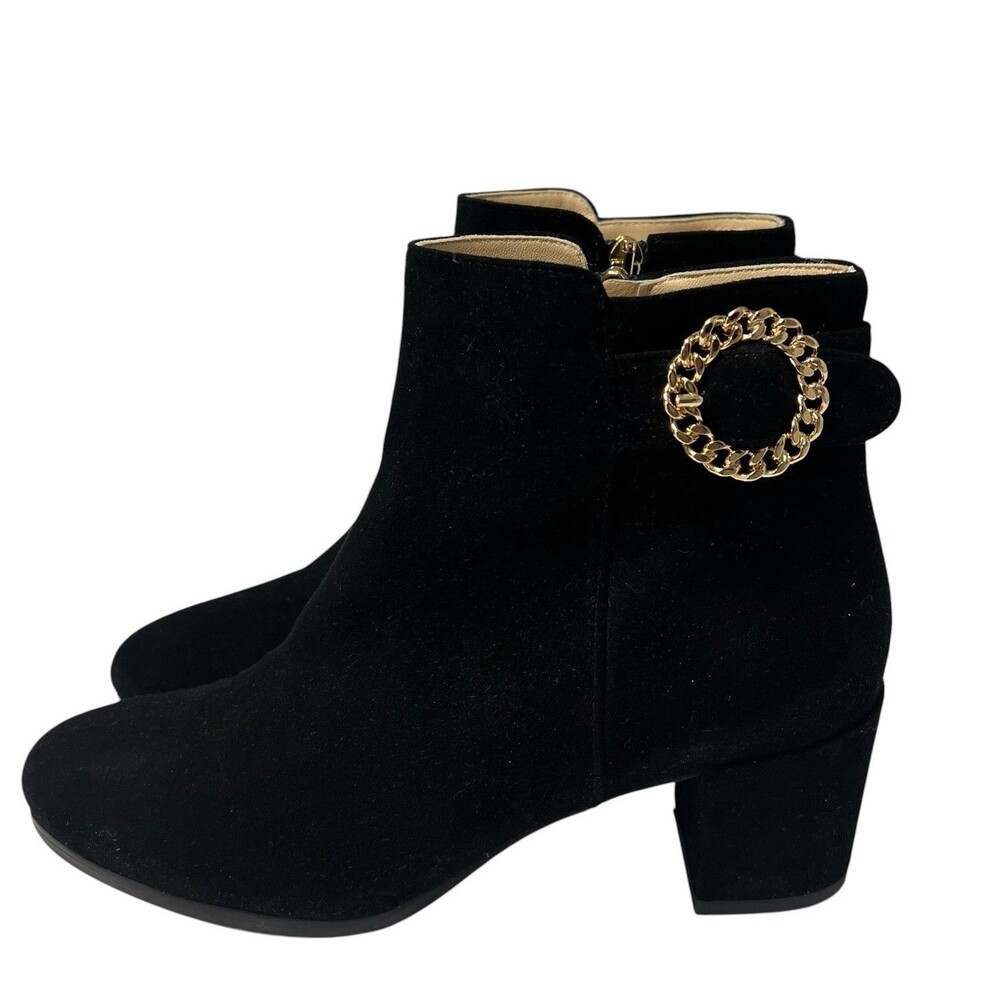 Ron White Rosalie Water Resistant Buckle Boots Black Suede Leather Size US 10.5 - Picture 2 of 12